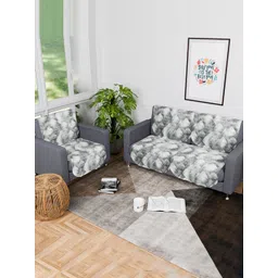 HOMESTIC Grey & Grey Printed Sofa Cover-picture-25