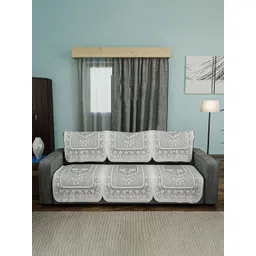 HOMESTIC Grey & White Printed Cotton Sofa Cover-picture-42