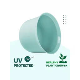 HOMESTIC Pack of 2 Plain Sawera Design 10 Inch Flower Plant Pot with Plate for Home & Garden | Stylish Pots for Plants Balcony | Ideal for Home Decor & Office Spaces | Sky Blue image 2