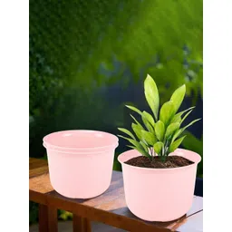 HOMESTIC Pack of 3 Marble Sawera Design 10 Inch Flower Plant Pot with Plate for Home & Garden | Stylish Pots for Plants Balcony | Ideal for Home Decor & Office Spaces | Pink-picture-20