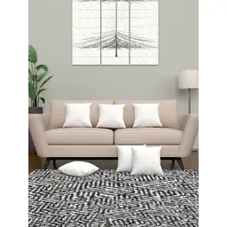 HOMESTIC Pack of 6 White Striped Square Shaped Cushions-picture-15