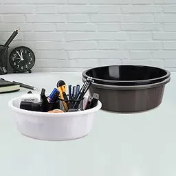 Homestic Pack of 3 Desk Organizer | Stationery Organizer | Multipurpose Organizer | Office Supplies for Pen-Pencil-Staplers | Desktop Organizer | 6 LTR | Gray & Black & White-picture-33