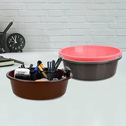 Homestic Pack of 3 Desk Organizer | Stationery Organizer | Multipurpose Organizer | Office Supplies for Pen-Pencil-Staplers | Desktop Organizer | 6 LTR | Gray & Pink & Brown-picture-30