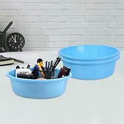Homestic Pack of 3 Desk Organizer | Stationery Organizer Tub | Multipurpose Storage Organizer | Office Supplies Organizer for Pen-Pencil-Staplers-Clips | Desktop Organizer | 6 LTR | Sky Blue-picture-25