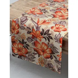 HomeStorie Beige & Red Floral Print Table Runner-picture-16