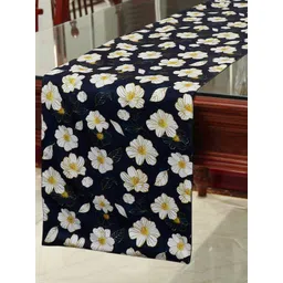 HomeStorie Black & White Floral Poly Cotton HD Printed Table Runner-picture-18
