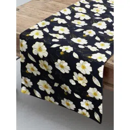 HomeStorie Black & White Floral Print Table Runner-picture-10