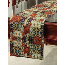 HomeStorie Cream & Blue Ethnic Motifs Floral Poly Cotton HD Table Runner-picture-25