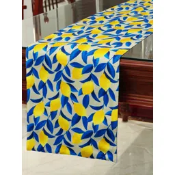 HomeStorie Yellow & Blue HD Floral Print Table Runner-picture-23