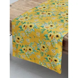 HomeStorie Yellow & Green HD Floral Print Table Runner-picture-37