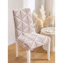 HOMETHREADS 2-Pcs Brown & White Self-Design Chair Cover-picture-33