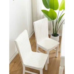 HOMETHREADS 2-Pcs White Self Design Pure Cotton Chair Cover-picture-19