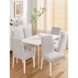 HOMETHREADS 6 Pcs Grey Textured Elasticated Stretchable Chair Covers-picture-18