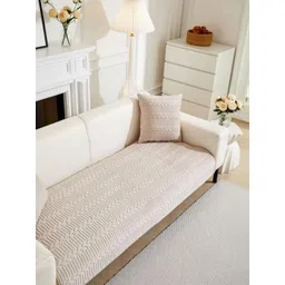 HOMETHREADS Cream-Coloured & Beige Sofa Cover-picture-21