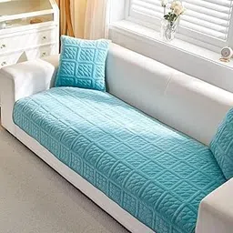 HOMETHREADS Innovative Premium Velvet Sofa Cover Mat with PVC Backing for Non-Slip Comfort (T.Blue_Stone, 3 Seater | 70x180cm)-picture-37