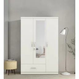 hometown Utsav 3 Door Wardrobe in White Finish with Mirror-picture-16