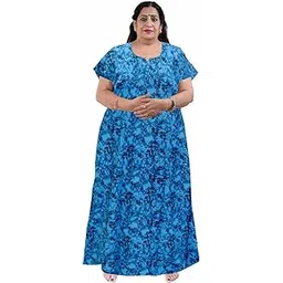 homezilla Nighty for Women Cotton Printed Maxi Gown Extra Large Nighty, Night Dress Gown for Women- 3XL-picture-16