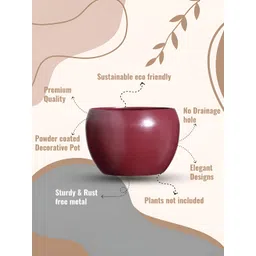 Homspurts 2Pcs Red Round Metal Planters image 4