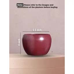 Homspurts 2Pcs Red Round Metal Planters image 2