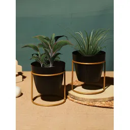 Homspurts Black 2 Pieces Solid  Oval Planters-picture-10