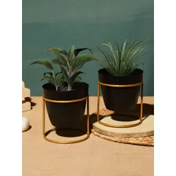 Homspurts Black Cylindrical Metal Mini Planter With Holder-picture-15