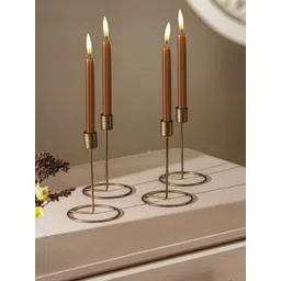 Homspurts Copper-Toned 4 Pieces Crafted Gleam Tea Light Candle Holders-picture-28