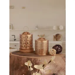 Homspurts Gold Toned 2 Pieces Metal Candle Holders-picture-29