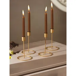 Homspurts Gold-Toned 4 Pieces Metal Candle Holder-picture-18