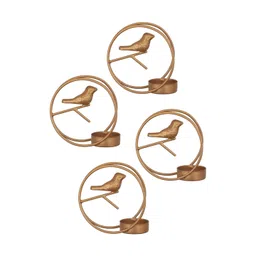 Homspurts Gold-Toned 4 Pieces Tea Light Candle Holder image 5