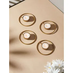 Homspurts Gold-Toned 4 Pieces Tea Light Candle Holders-picture-10