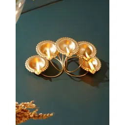 Homspurts Gold-Toned 5 Layered Tea Light Metal Candle Holders-picture-27