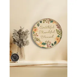 Homspurts Grateful Green & Yellow Printed Metal Wall Plates-picture-13