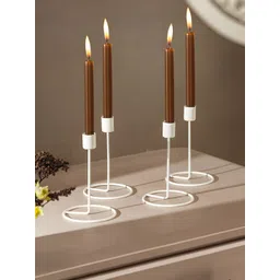 Homspurts White 4 Pieces Metal Candle Holder-picture-12