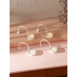 Homspurts White 4 Pieces Mosaic Glow Tea Light Candle Holders-picture-39