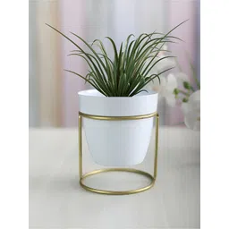 Homspurts White Metal Planter With Stand-picture-23