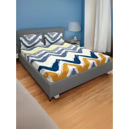 Homybees White 220 TC Elastic Fitted King Bedsheet with 2 Pillow Covers-picture-23