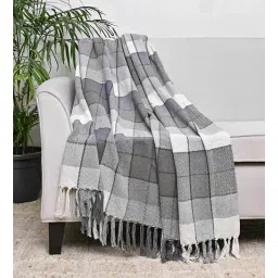 homzz Grey & White Cotton 60x50 Inches Throw-picture-12