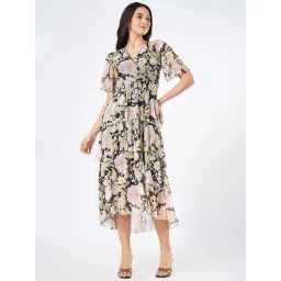 Honey By Pantaloons Black Slim Fit Floral Print Dress-picture-24