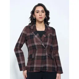 Honey By Pantaloons Brown & Black Regular Fit Checks Jacket-picture-27