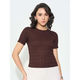 Honey By Pantaloons Brown Slim Fit Textured Top-picture-27
