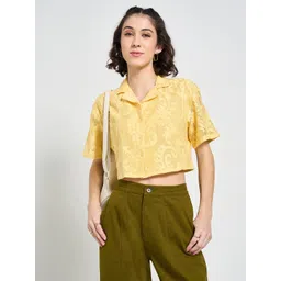 Honey by Pantaloons Cotton Shirt Style Crop Top-picture-25
