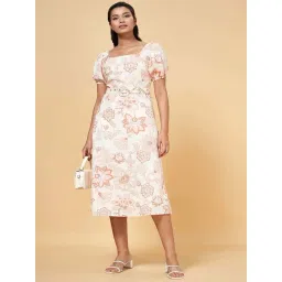 Honey by Pantaloons Cream Cotton Printed A-Line Dress-picture-16