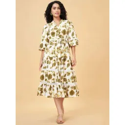Honey by Pantaloons Cream Printed A-Line Dress-picture-37