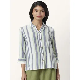 Honey by Pantaloons Green & White Striped Shirt-picture-42