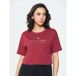 Honey By Pantaloons Maroon Boxy Fit Printed T-Shirt-picture-39