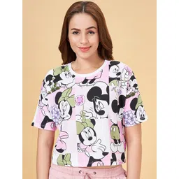 Honey by Pantaloons Mickey & Minnie Printed Round Neck Cotton Crop Top-picture-23