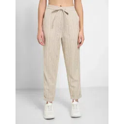 Honey by Pantaloons Moss Gray Striped Casual Trousers-picture-48