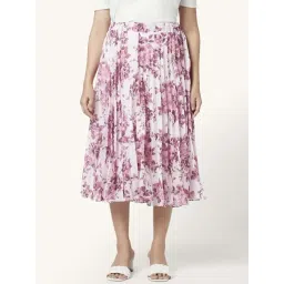 Honey by Pantaloons Off-White & Purple Floral Print A-Line Skirt-picture-31