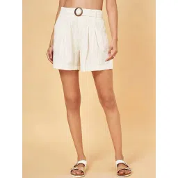 Honey by Pantaloons Off-White Cotton Striped Shorts-picture-22