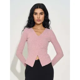 Honey By Pantaloons Pink Slim Fit Textured Top-picture-39